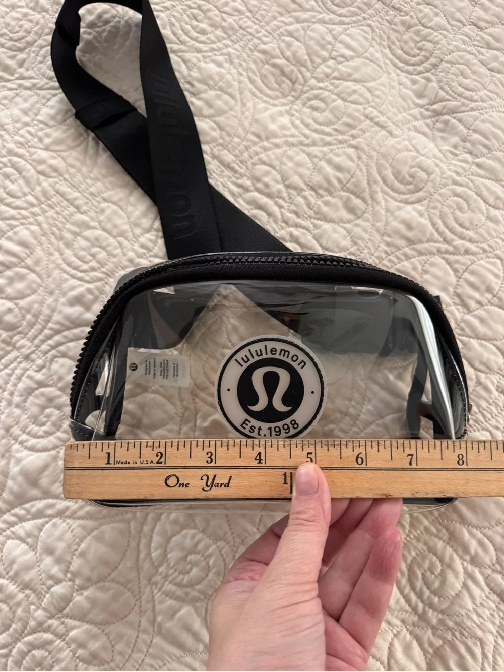 Lululemon Clear Belt Bag 1L Black Logo Est. 1998 Crossbody Stadium Bag